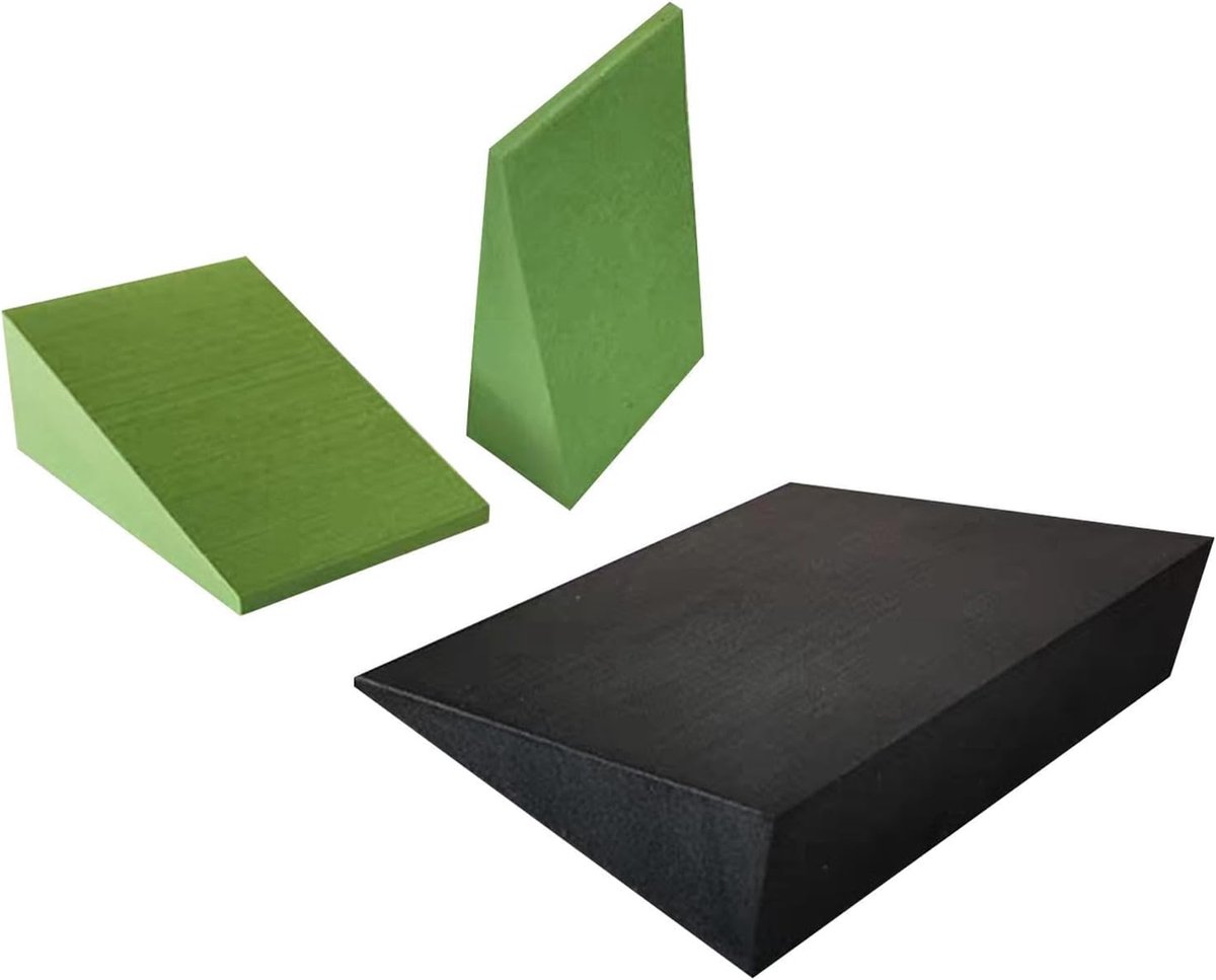 Yoga Wig Blokken - Schuine Plank - Spier Rekken - Veerkrachtig EVA Schuim - 3 stuks - Groen en Zwart