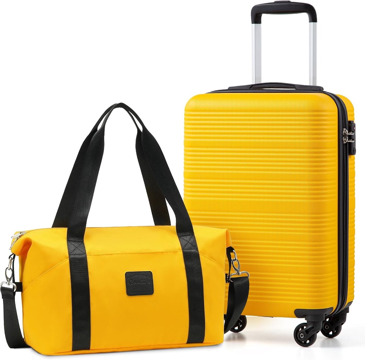 Handbagage Koffer - Vliegtuig Koffer - Reizen - Lichtgewicht Hardcase - 55 x 35 x 20 cm - Geel Zwart
