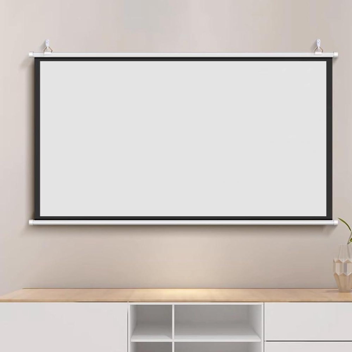 Projectiescherm Uittrekbaar - Beeldscherm Rolbaar - Thuisbioscoop Maken - Kreukvrij Glasvezel - 50 Inch 16:9 - Wit