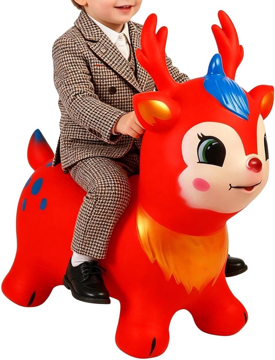 Opblaasbaar paard - Stuiterdier - Actief spel - Bevordert balans - 55 cm hoog - Rood