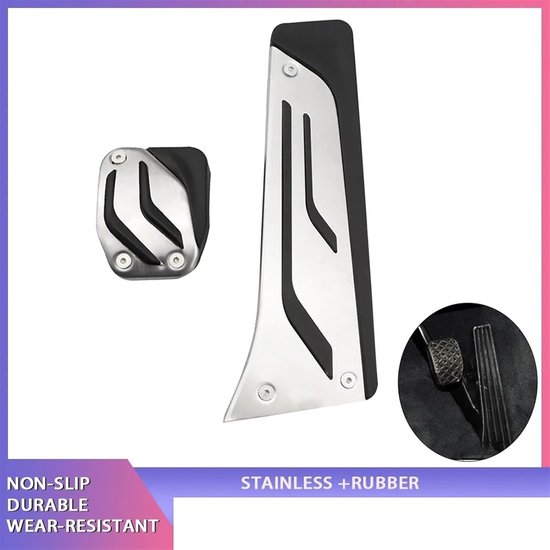 Pedaalhoezen Auto - Antislip Covers - Verbeterde Grip - Roestvrij Staal - 2 Stuks - Zilver — afbeelding 5