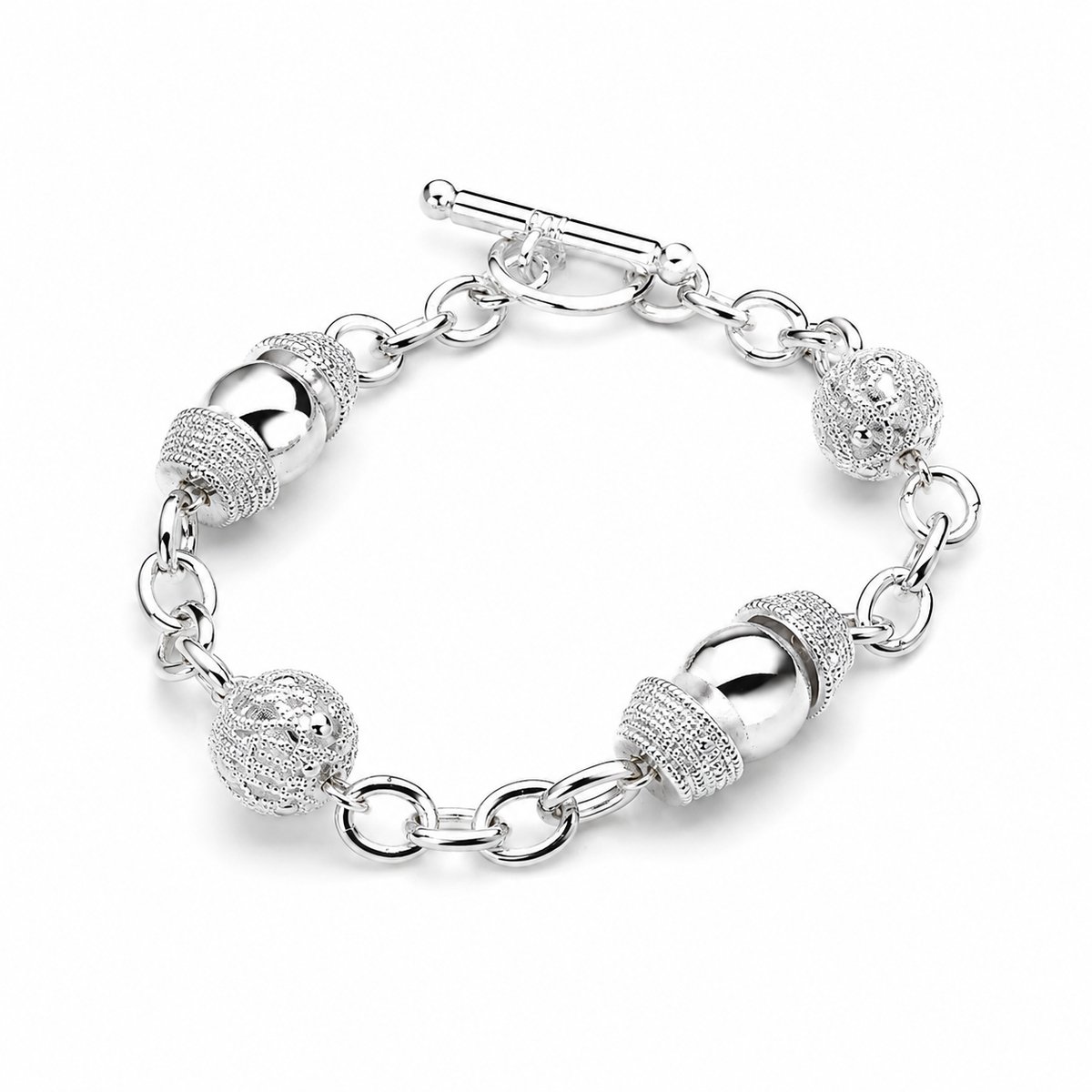 Engravia by Derya – Zilveren Armband Dames – 925 Sterling Silver Plating – Luxe Schakelarmband met Glanzende & Sprankelende Details – Elegant Cadeau voor Haar