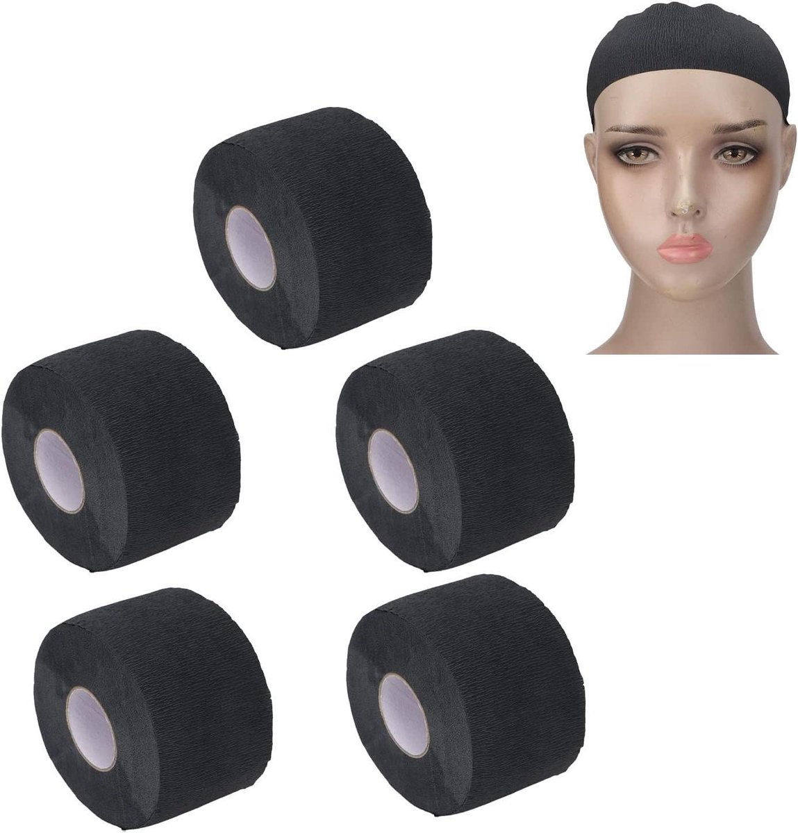 Kappers Nekstrips - Haarstrips Wegwerp - Bescherming Kapsel - Zelfklevend Rekbaar - 5 Rollen - Zwart