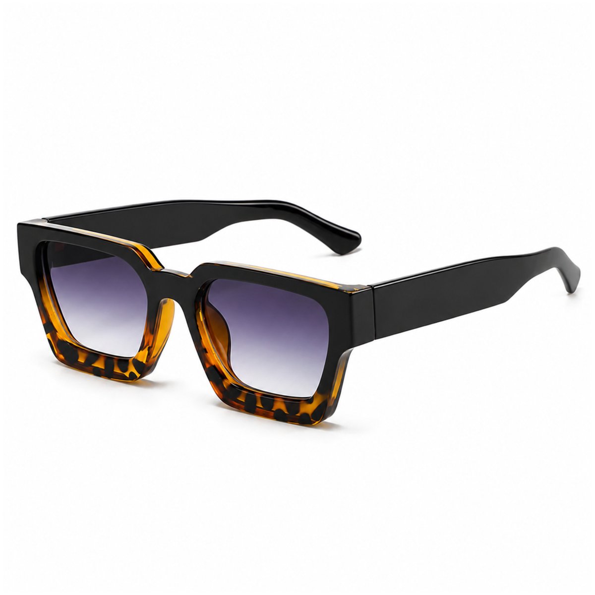 MoodLux Zonnebril Donkergrijs - Unisex - Rechthoekig Montuur met Donkerblauwe Glazen - Retro Festivalbril - UV400 Bescherming - C9