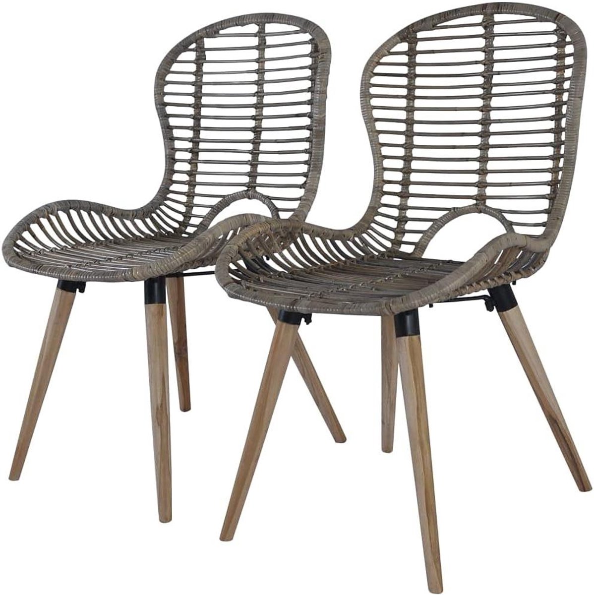 Eetkamerstoelen Rotan - Tuinstoelen Set - Stijlvol Zitten - Natuurlijk Materiaal - 2 Stuks