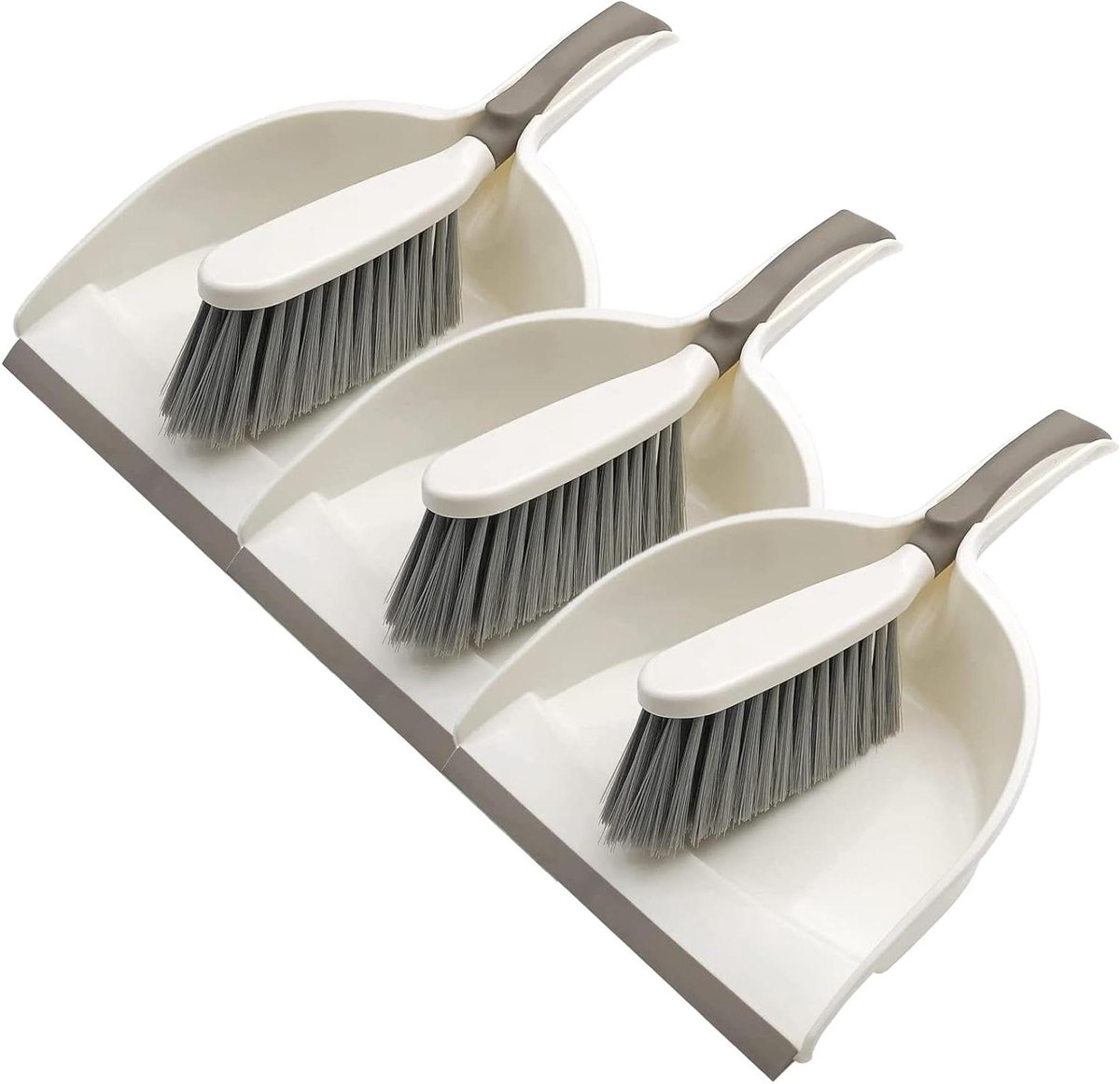 Stofpan en Borstel - Handbezem Set - Kleine Klusjes - Lekvrije Rubberlip - Set van 3 - Beige