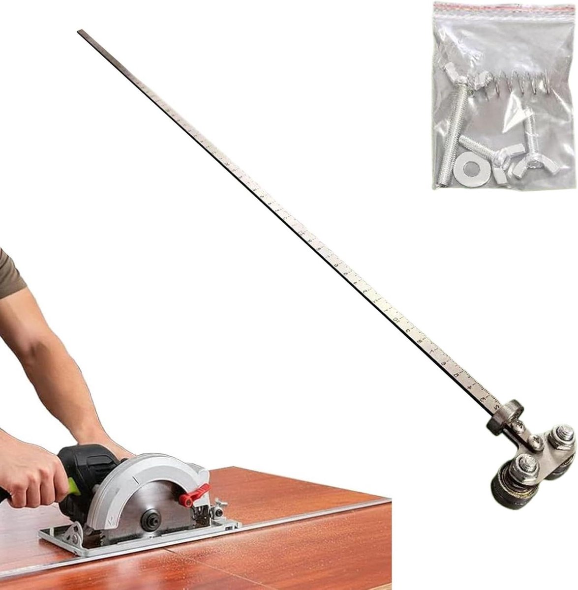 Precisie snijgeleiding - Positioneringshulp - Nauwkeurig zagen - Verbeterde dubbele lagers - 60 cm - Zilver