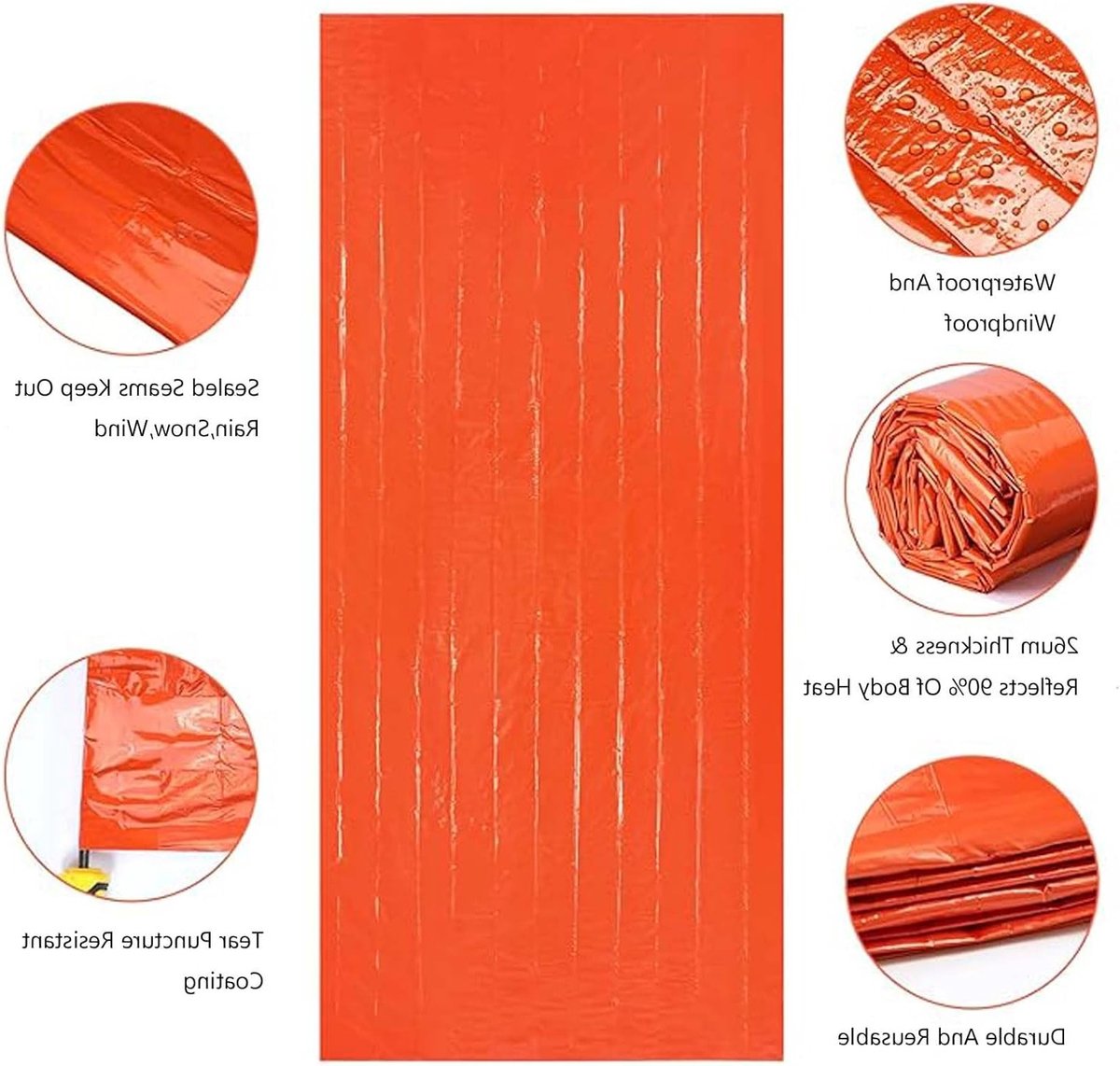 Thermische Nooddeken voor Eerste Hulp en Overleving | Waterdicht, Winddicht en Compact voor Survival Kits
