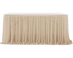 Tafeldecoratie Tule Rok - Feestelijke Tafelrok - Feestelijke Aankleding - Kreukbestendig Ontwerp - 15 m Lengte - Donkere Champagne