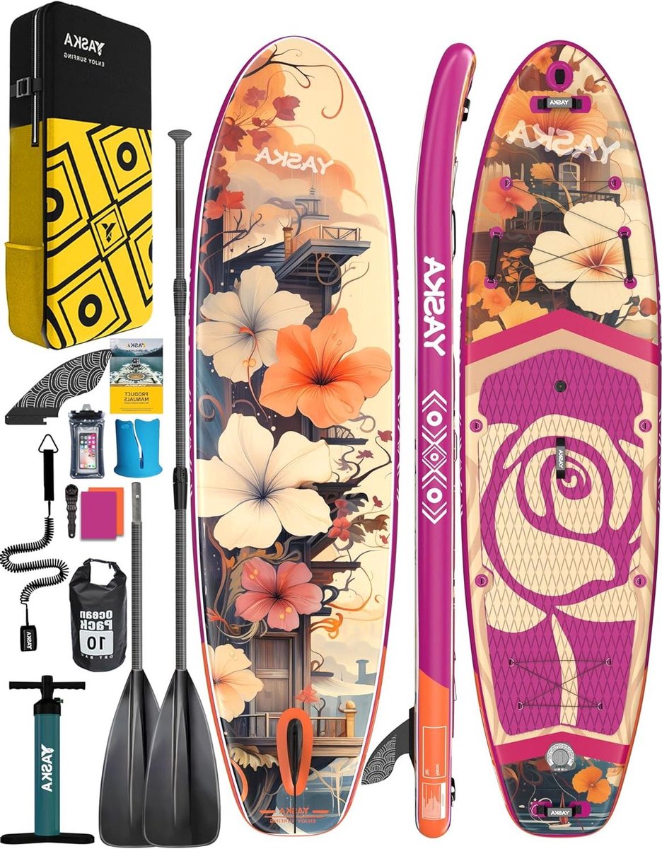 Opblaasbaar SUP-board - Stand-up paddleboard - Watersport Avontuur - Voor 2 personen - 335 cm lengte - Roze