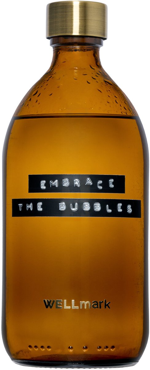 Badzeep bamboe bruin glas messing dop 500ml 'you are the bubbles to my bath'