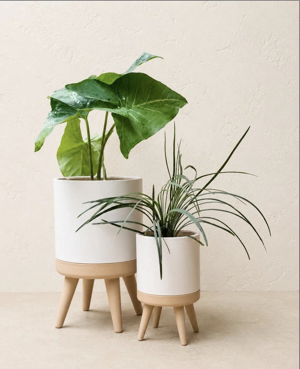 LENTRA Plantenpot Set 2 Stuks met Pootjes – Bloempot met Waterreservoir – Slimme Plantenpot Binnen – Kamerplant Monstera Pothos – Planten Cadeau