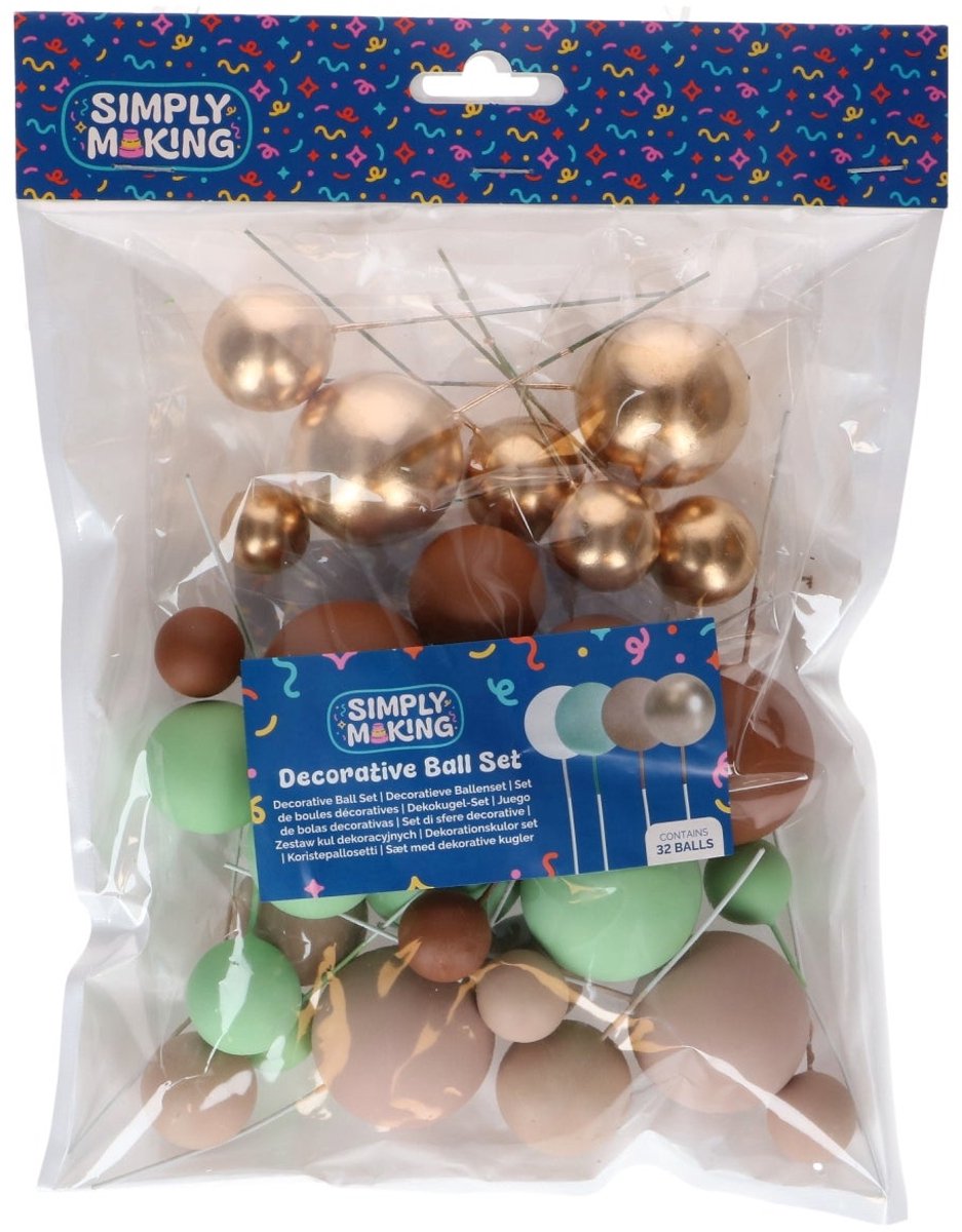 Simply Making Decoratieve Ballenset Aardetinten & Goud pk/32