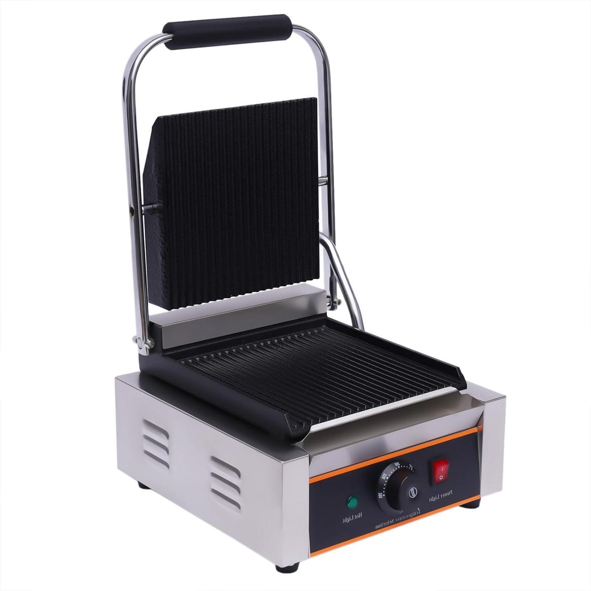 Dubbelzijdige Grill - Contactgrill Panini - Professioneel Grillen - Dubbelzijdig Verwarmend - 305 x 37 x 19 cm - Zilver Zwart