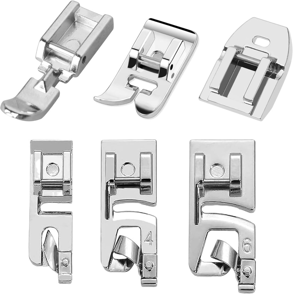 Naaimachine Voetjes - Hembekken Set - Kleding Maken - 6 Delige Set - Voor Thuis - Zilver