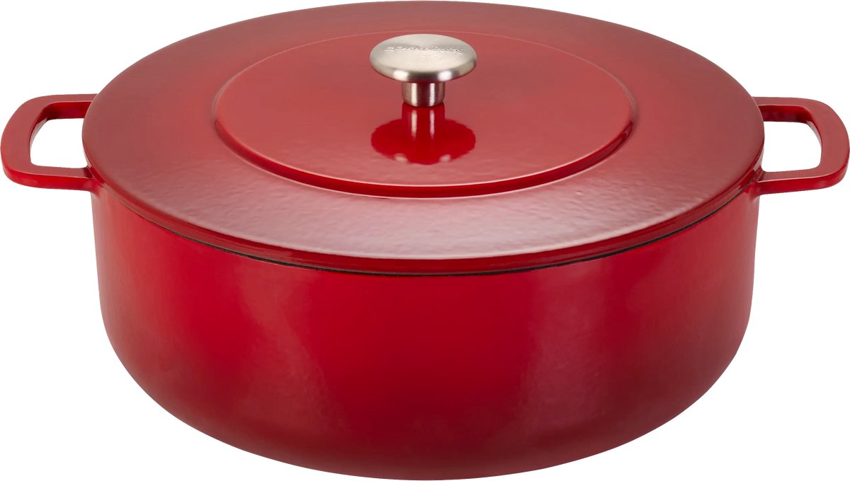 Combekk Gietijzeren Braadpan Ø28cm - 100% Gerecycled - PFAS vrij - Geschikt voor Inductie - 5,3L - Cherry