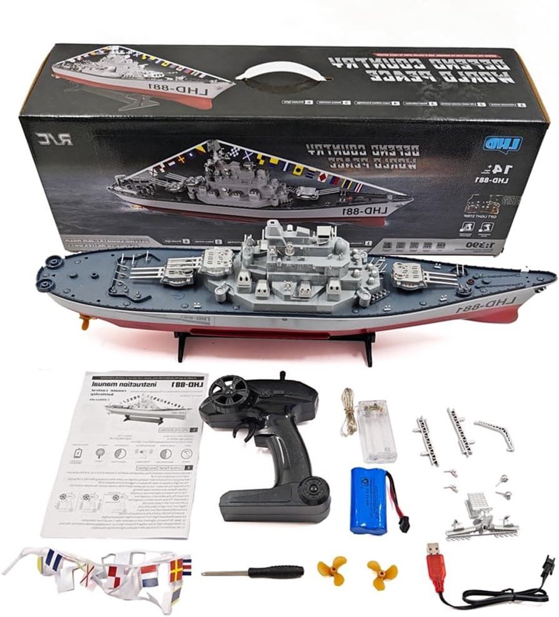 RC slagschip boot - Model boot speelgoed boot - Waterpret - Capsize reset functie - 60 cm - Wit