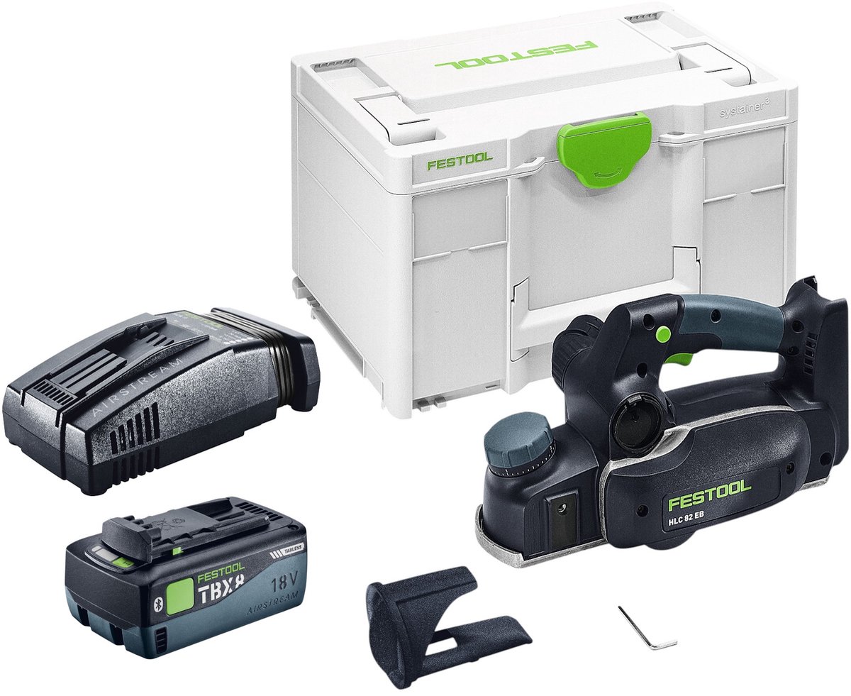 Festool HLC 82 EB-Basic accu-schaaf 18 V 82 mm borstelloos + 1x accu 8,0 Ah + snellader + Systainer