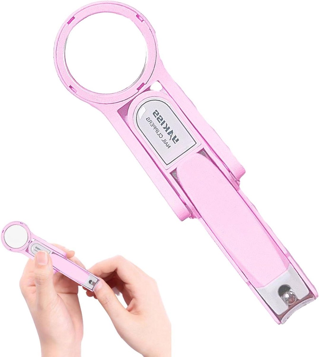 Nagelknipper - Nageltrimmer - Nauwkeurig Knippen - Met Vergrootglas - 10 cm - Rozerood
