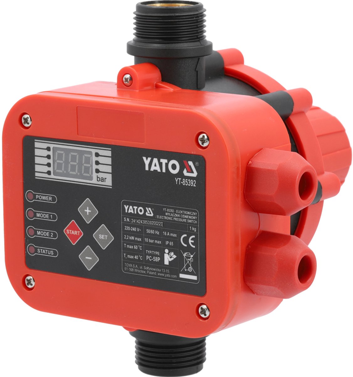 YATO Elektronische Drukschakelaar Voor Waterpomp Van 0,5 tot 6 Bar