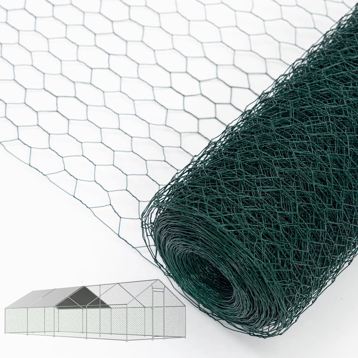 Kippenhok – Voor kleine dieren, buiten – Vrij bereikbehuizing – Groen, 300×800 cm