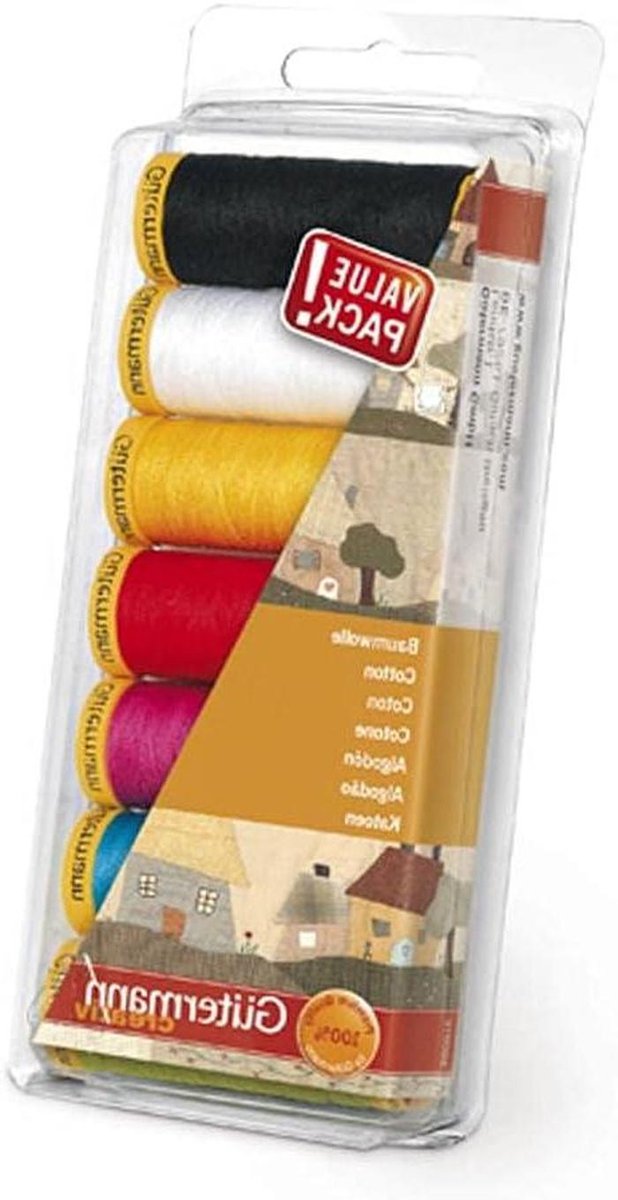 Naaiset Katoen - Naaidraad Set - Kleding Maken - 100% Natuurlijk Materiaal - 7 Rollen x 100m - Meerkleurig