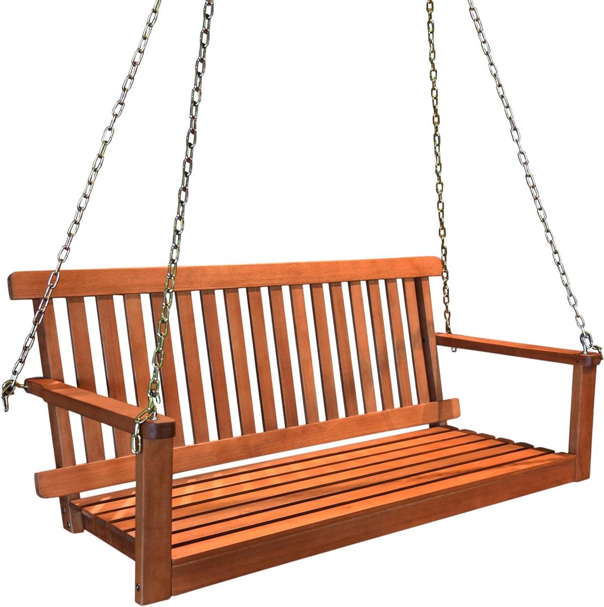Houten hangbank - Buitenbankje Tuinbank - Ontspannen in de tuin - FSC-gecertificeerd eucalyptus - 130 x 63 x 56 cm
