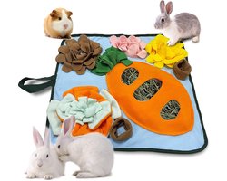 20x20 Inch Konijnen Snuffelmat - Interactief Voerspel - Wasbaar - Hooi Voeder en Snoepverdeler - Geschikt voor Kleine Huisdieren