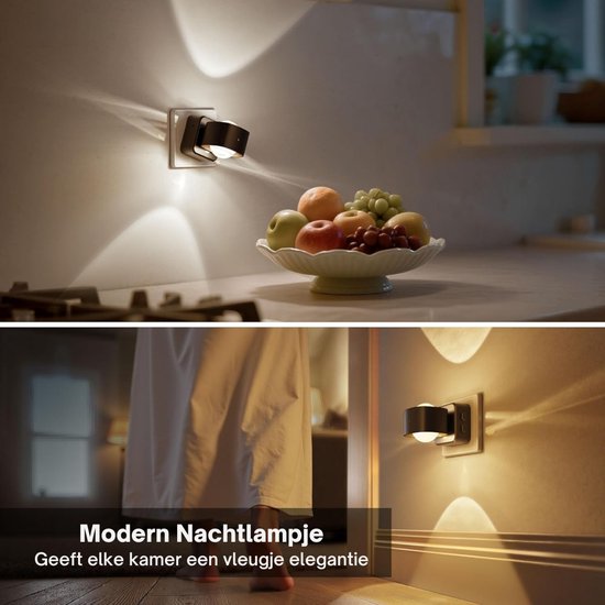 Verte Stekkerspot Dimbaar - Nachtlampje met Schemersensor - Instelbare Kleurtemperatuur - Dimbare Helderheid - 180° Draaibare Stekker - Lamp voor Trappen - Slaapkamers - Zwart van Verte — afbeelding 2