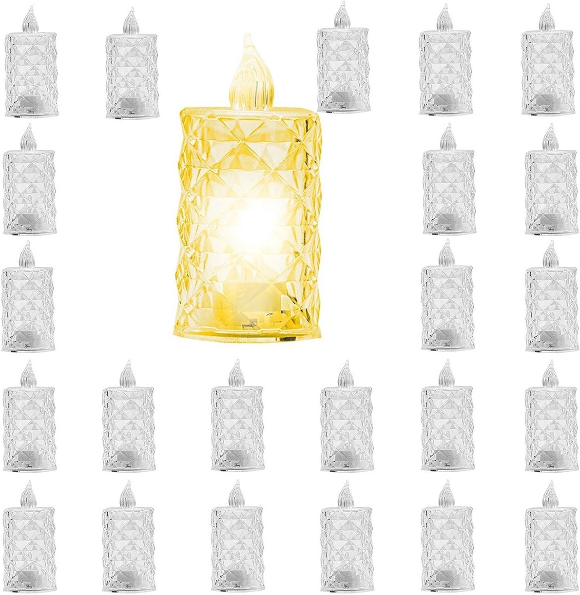 Kristallen Kaarslicht - Vlamloze Kaarslamp - Decoratieve Sfeer - Batterijduur 48 uur - 24