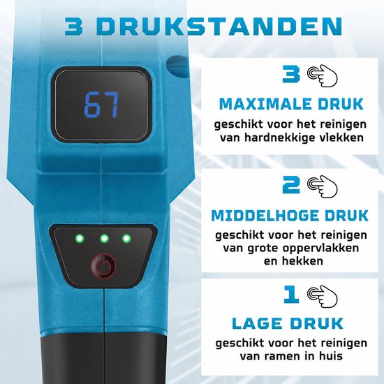 Hogedrukreiniger - Hogedrukreiniger Accu - Hogedrukreiniger Auto - Draadloze Hogedrukreiniger - Terrasreiniger - Hogedrukspuit - 3-versnellingsaanpassing-(Batterij niet inbegrepen) van Merkloos	 — afbeelding 2