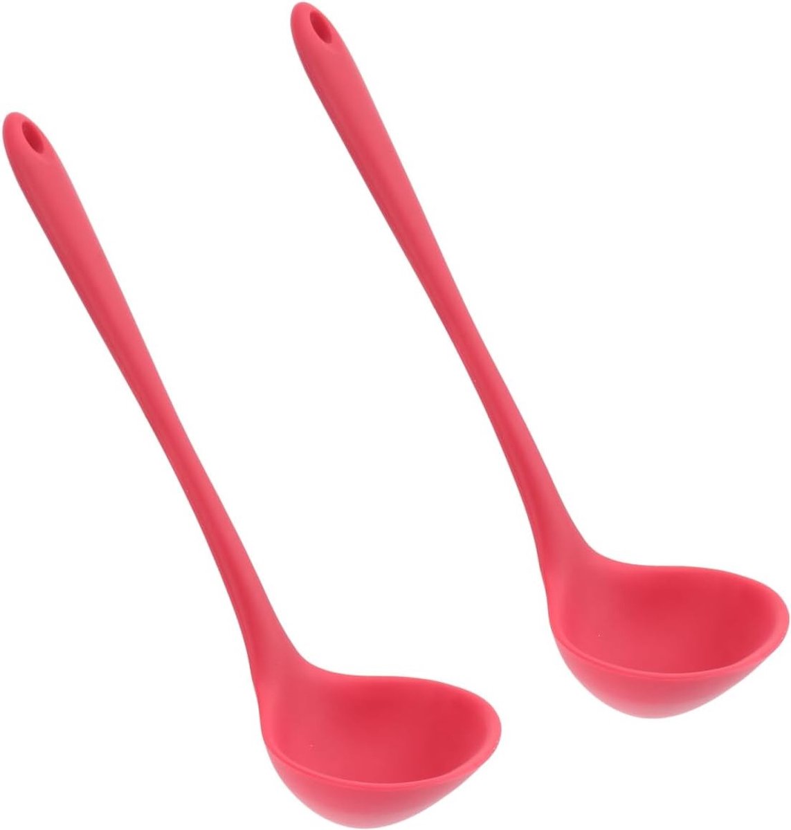 Siliconen Soeplepel Set van 2 - Flexibele en Hittebestendige Kooklepels voor Pannen (Rood)