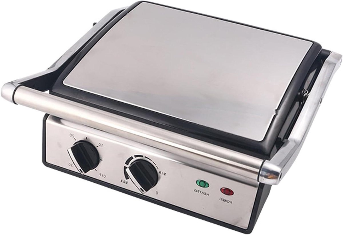 Elektrisch Grillapparaat - Panini Pers - Snelle Maaltijden - Compact Verticaal Opbergen - 45x26x13cm - Wit