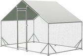 Kippenren – Voor kippen, konijnen enz. – Met veiligheidsslot en waterdicht PE-doek – Lichtgrijs – Afmetingen: 300 x 400 x 200 cm