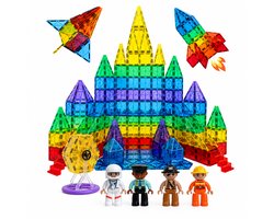 Magnetic tiles - XXL 129 stuks - Met 4 magna poppetjes - Magneet tegels - Magnetische tegels - Speelgoed - Constructiespeelgoed - Travel set educatief mind montessori - Bouwstenen