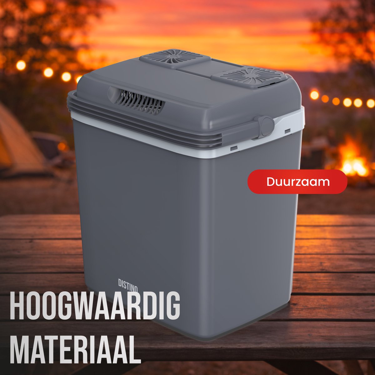 DistinQ Elektrische Koelbox voor Auto en Camping – Koelbox Elektrisch met Verwarmingsfunctie - USB C 12v 230 Volt – 25L - Grijs – foto 6