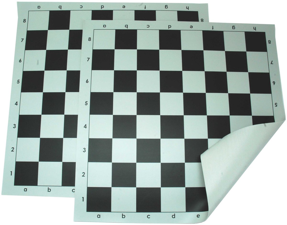 HOT Games schaakbord vinyl rolbaar 55 mm wit-zwart 51 cm bordspel.