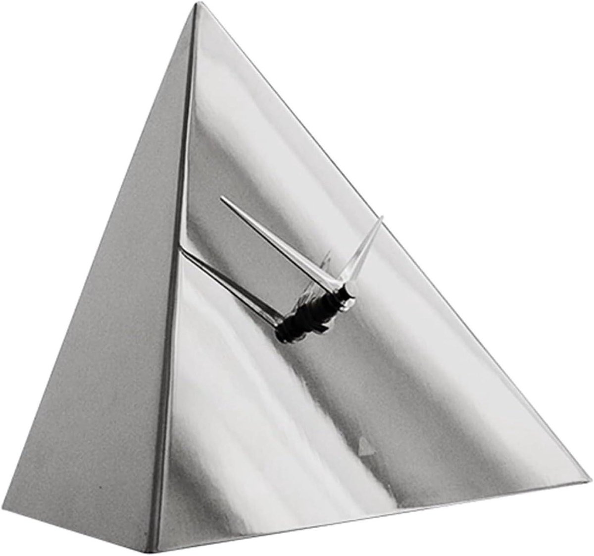 Driehoekige Spiegelklok - Moderne Bureauklok - Tijd Weergeven - Spiegelpolijst Afwerking - 17 x 8 x 15.3 cm - Zilver