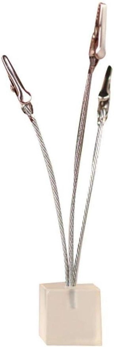 Draad Memo Houder - Papier Opmerking Clip - Bureau Personaliseren - Flexibele Drie Draden - 15 cm Hoog - Zilver Kristal