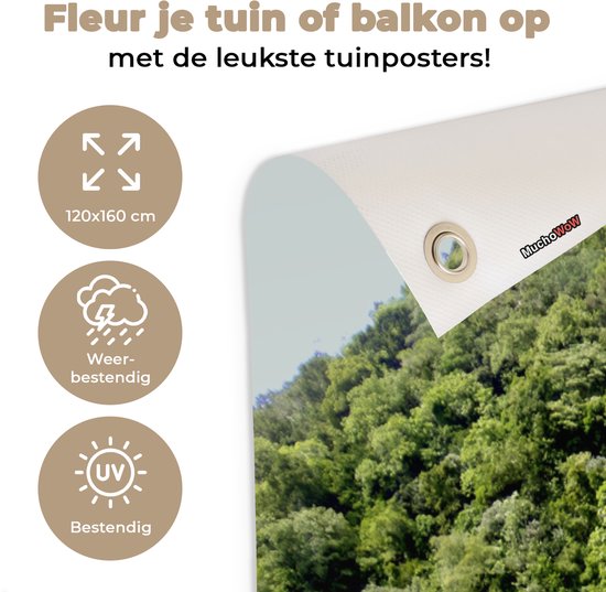 Tuinposter 120x160 cm - Tuindecoratie Kwal - Water - Groen - Poster voor in de tuin - Buiten decoratie - Schutting tuinschilderij - Tuindoek muurdecoratie - Wanddecoratie balkondoek