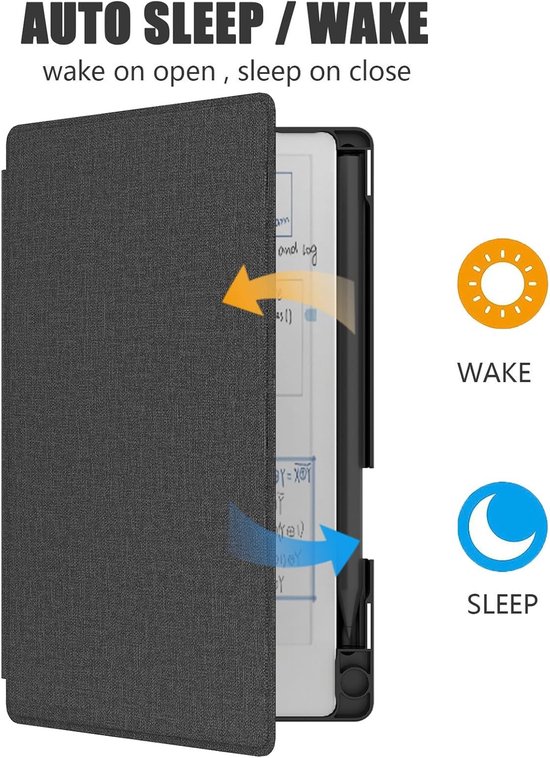 Beschermhoes Geschikt voor Remarkable Paper Pro Move 7,3 inch - Boekvormige Folio Hoes met Huidachtig Gevoel - Ingebouwde Pennenhouder - Zwart van Merkloos — afbeelding 2