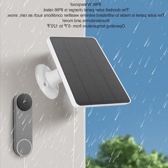 Zonnepaneel 10W voor Deurbel, Oplaadbare Zonne-energie Charger voor Beveiligingscamera's, IP66 Waterdicht, 360° Verstelbare Montage voor Ring en Nest Deurbellen — afbeelding 2