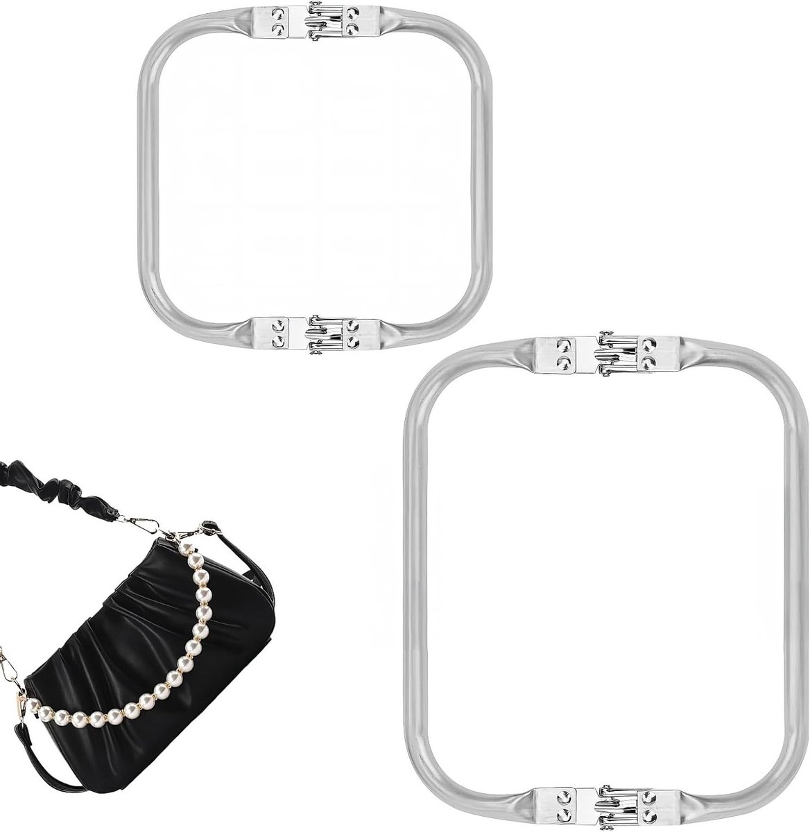Set van 2 Aluminium Haakzakken met U-vormige Sluitingen, Perfect voor Handtassen en Accessoires