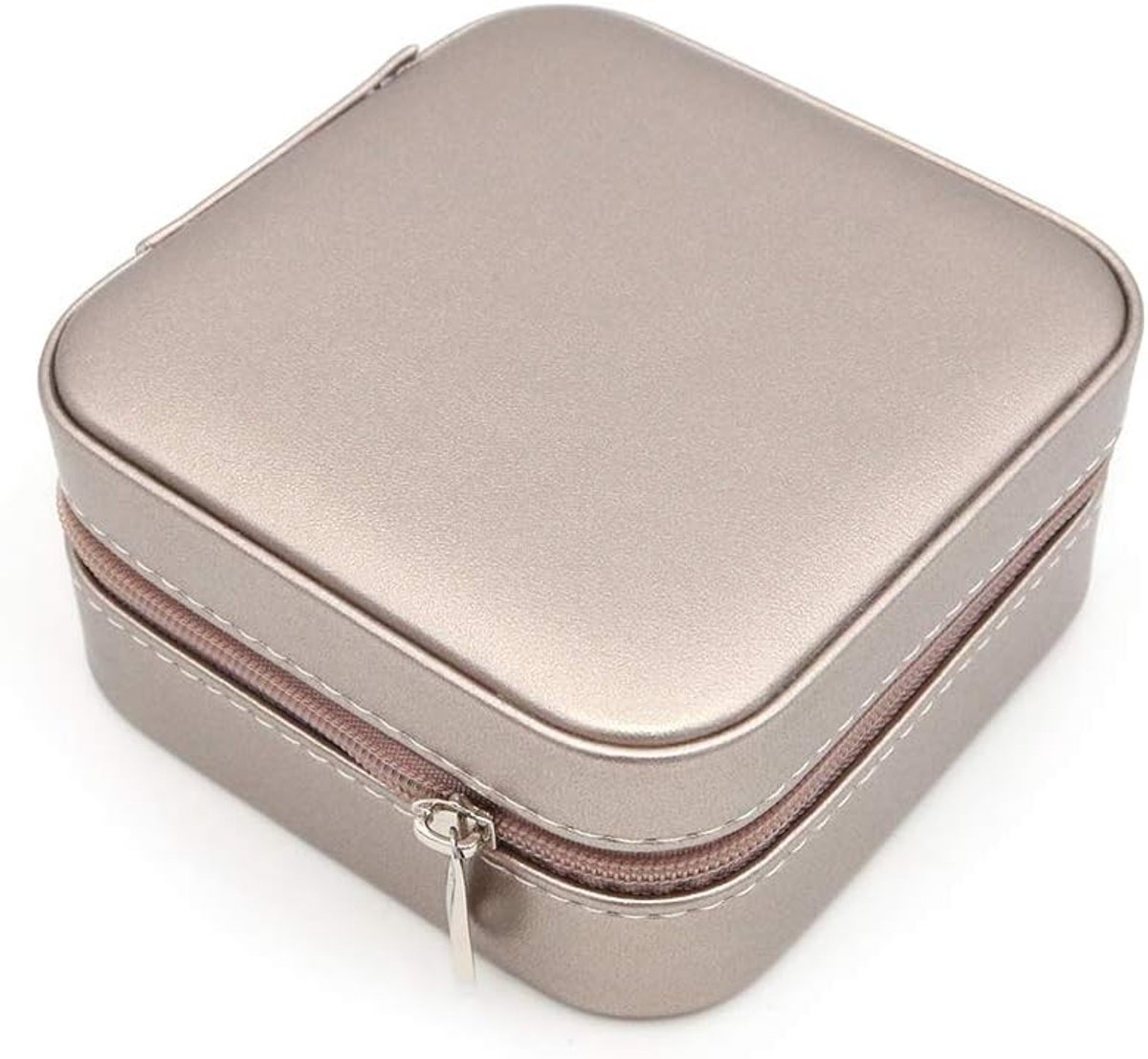 SPHProducts - Sieradenbox - Portabele Juwelen Organizer - Faux Leather - Champagne - Verzorgde Opslag - Geschikt voor Ringen, Oorbellen, Kettingen, Ar