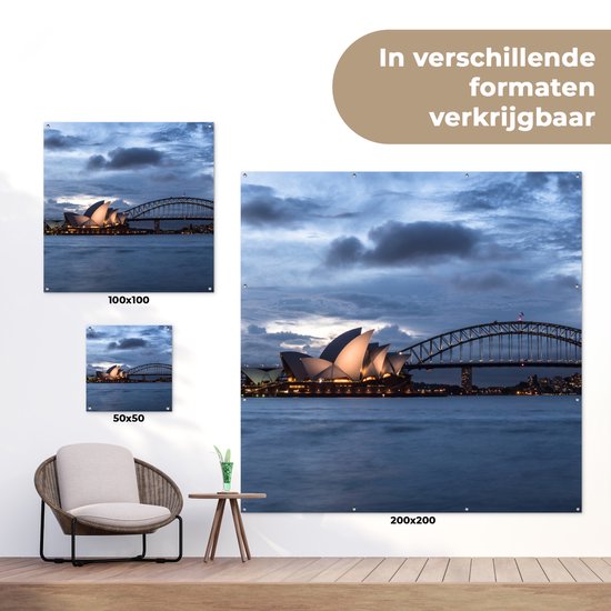 Posters de jardin Opéra de Sydney et Sydney Harbour Bridge en Australie - 50x50 cm - Toile de jardin - Affiche d'extérieur