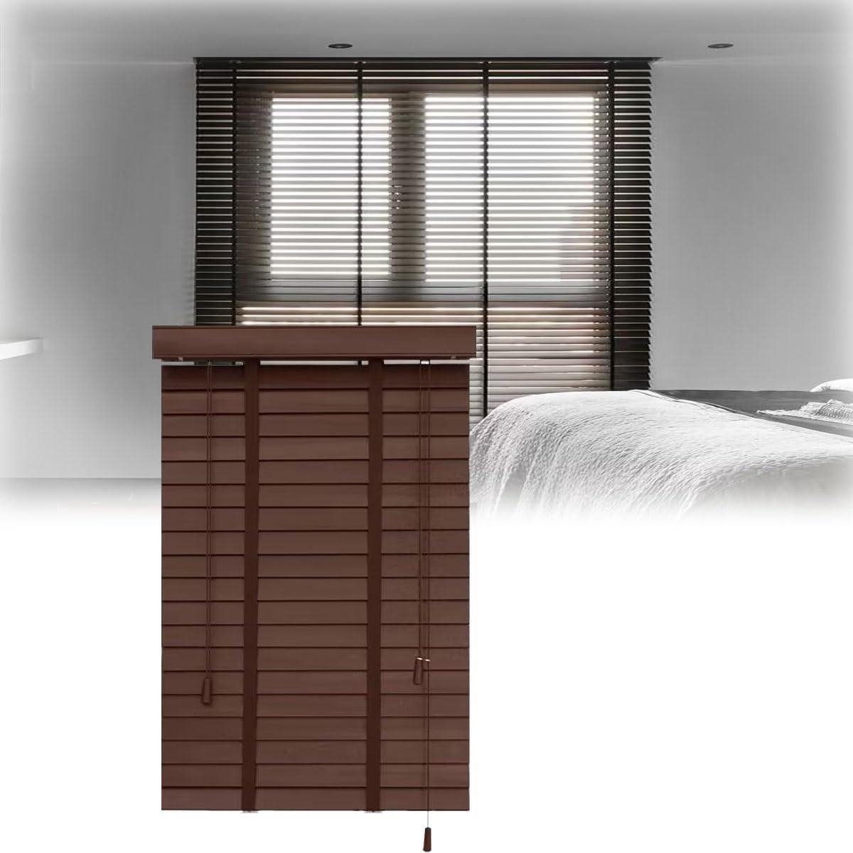 Houten Jaloezieën - Houten Gordijnen Raambekleding - Lichtregulatie Thuis - 50mm Verstelbare Lamellen - 110x180cm - Natuurlijk Hout