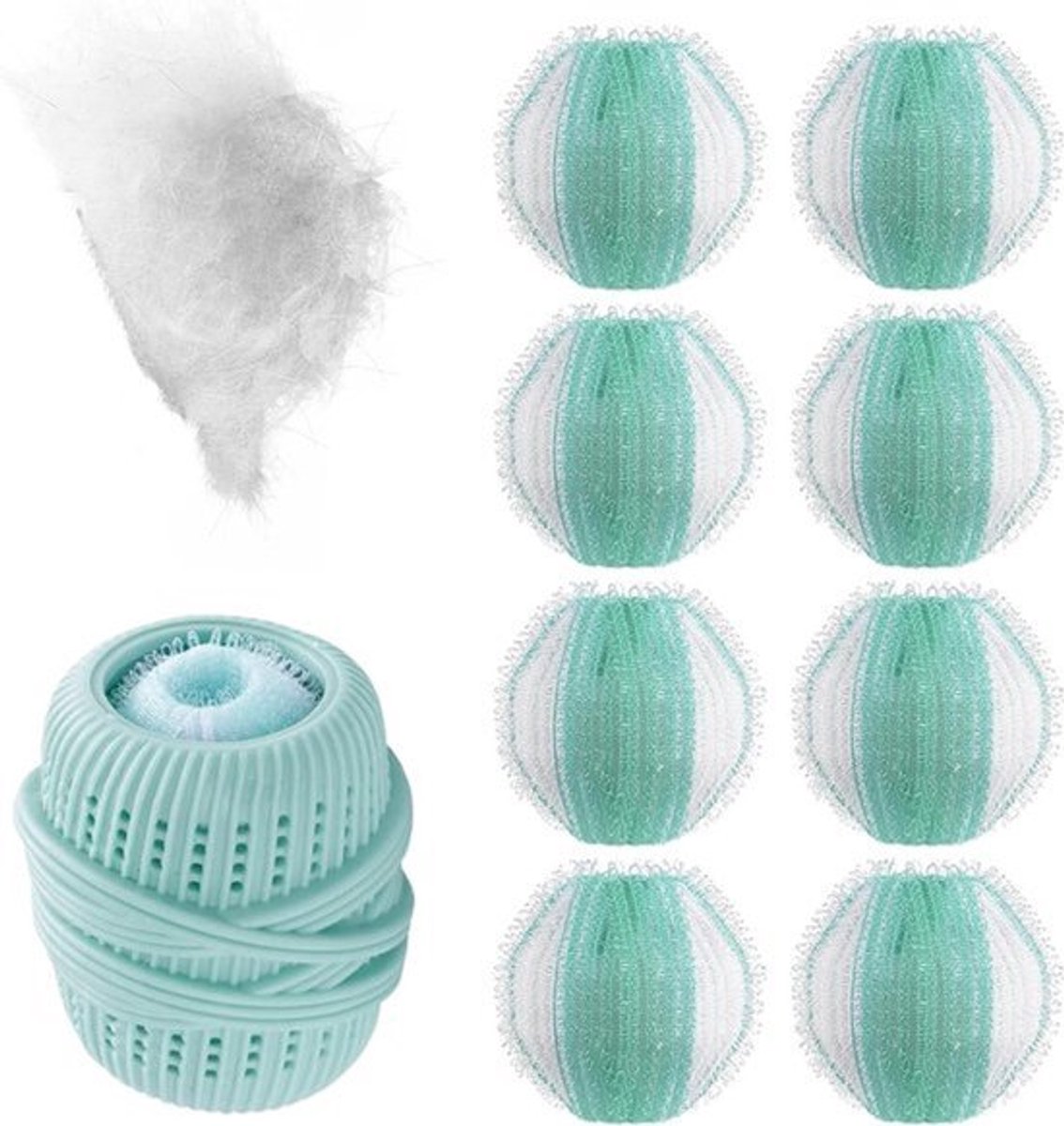 Huisdierhaar Verwijder Set voor Wasmachine 8 Stuks Pluizenballen en 1 Wasbal Hondenhaar Verwijder Kit Herbruikbaar en Duurzaam
