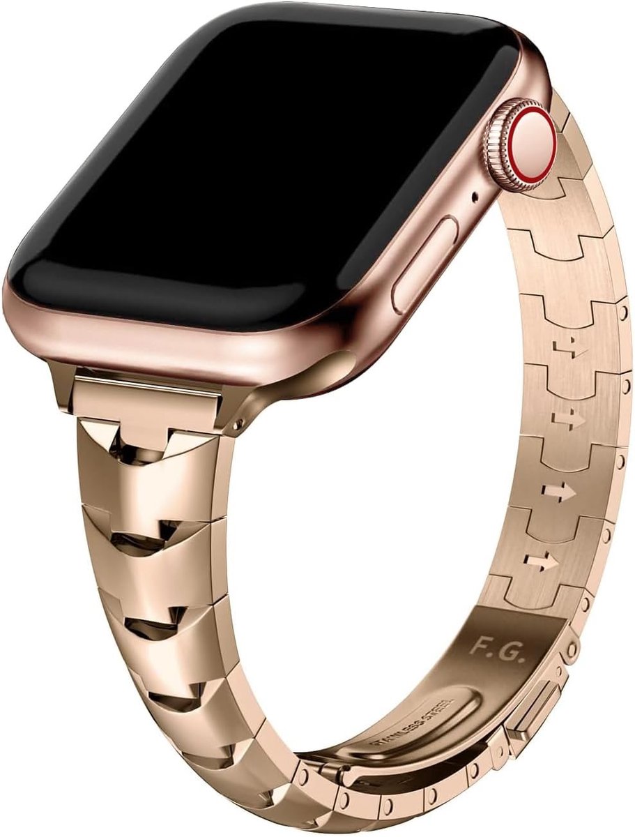 Compatibele RVS Apple Watch Bracelet 38mm 40mm 41mm voor Vrouwen - Super Shiny Slim Snake Watchband voor iWatch SE SE2 Series 8 7 6 5 4 3 2 1 - Roségoud