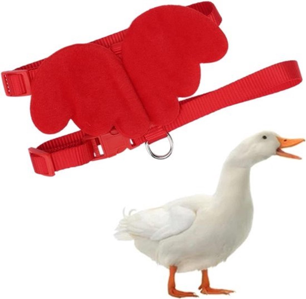 Verstelbare Treklijn Borstband Wandelen Harnas Trainingslijn voor Eend Kip Gans (M-Rood)