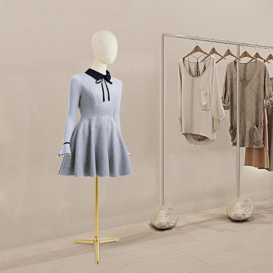 Dames Etalagepop Bovenlichaam - Mannequin Vrouwelijk - Kleding Presentatie - Verstelbare Hoogte Flexibele Armen - 92cm Model 65-120cm Hoogte - Goud — afbeelding 5